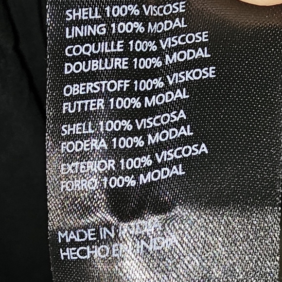 Anthropologie Black Floral Ruched Viscose, Modal Dress Long Midi Medium - Picture 13 of 14